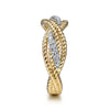 14K White & Yellow Gold Twisted Rope and Diamond Intersecting Ring - LR51732M45JJ-Gabriel & Co.-Renee Taylor Gallery