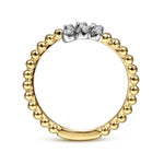 14K White & Yellow Gold Bujukan Ball and Diamond Open Bypass Ring - LR51745M45JJ-Gabriel & Co.-Renee Taylor Gallery