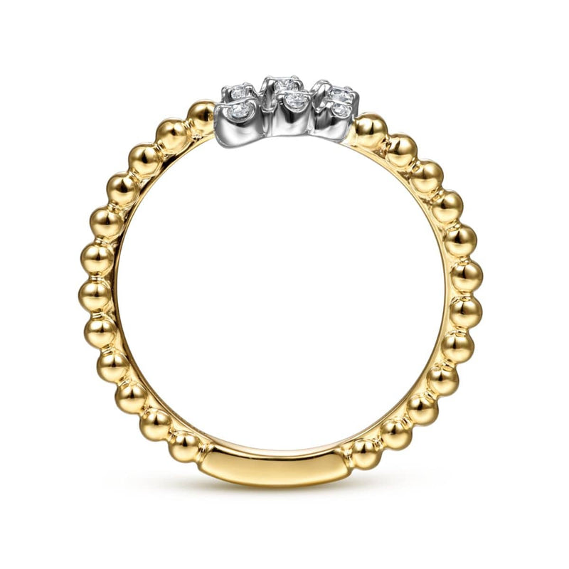 14K White & Yellow Gold Bujukan Ball and Diamond Open Bypass Ring - LR51745M45JJ-Gabriel & Co.-Renee Taylor Gallery