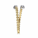 14K White & Yellow Gold Bujukan Ball and Diamond Open Bypass Ring - LR51745M45JJ-Gabriel & Co.-Renee Taylor Gallery