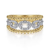 14K White & Yellow Gold Pavé Diamond Link and Bujukan Ring - LR51783M45JJ-Gabriel & Co.-Renee Taylor Gallery