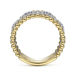 14K White & Yellow Gold Pavé Diamond Link and Bujukan Ring - LR51783M45JJ-Gabriel & Co.-Renee Taylor Gallery