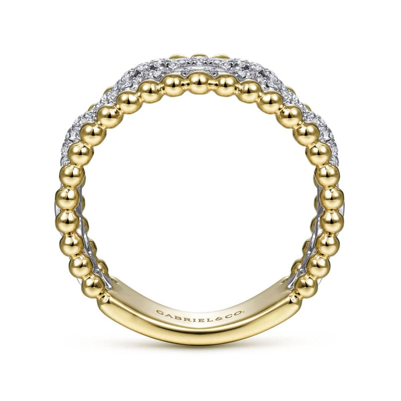 14K White & Yellow Gold Pavé Diamond Link and Bujukan Ring - LR51783M45JJ-Gabriel & Co.-Renee Taylor Gallery