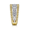 14K White & Yellow Gold Pavé Diamond Link and Bujukan Ring - LR51783M45JJ-Gabriel & Co.-Renee Taylor Gallery