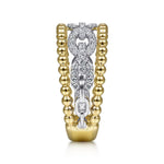 14K White & Yellow Gold Pavé Diamond Link and Bujukan Ring - LR51783M45JJ-Gabriel & Co.-Renee Taylor Gallery