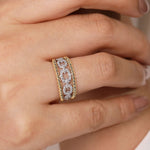 14K White & Yellow Gold Pavé Diamond Link and Bujukan Ring - LR51783M45JJ-Gabriel & Co.-Renee Taylor Gallery