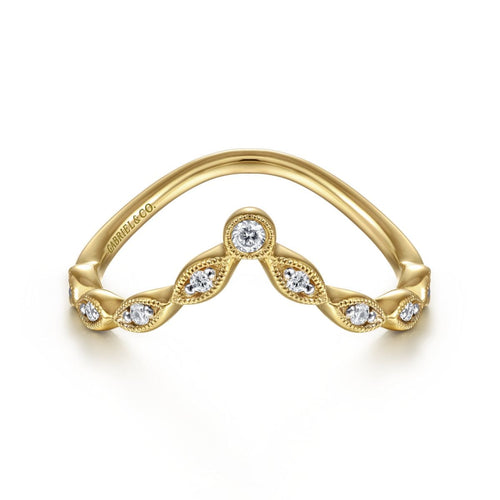 14K Yellow Gold Chevron Diamond Ring - LR51842Y45JJ-Gabriel & Co.-Renee Taylor Gallery