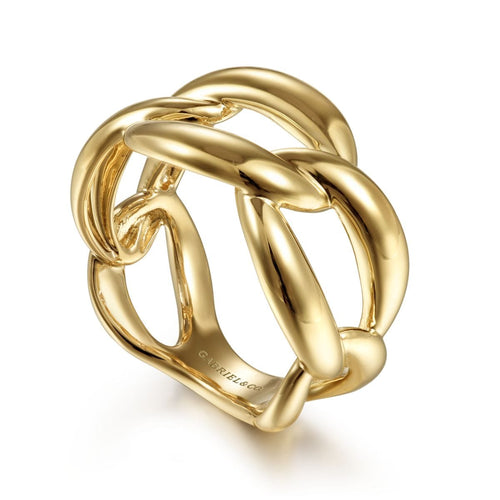 14K Yellow Gold Chain Link Ring - LR51880Y4JJJ-Gabriel & Co.-Renee Taylor Gallery