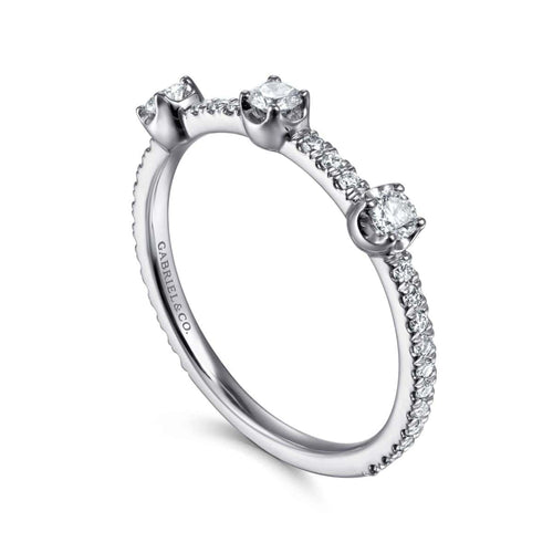 14K White Gold Diamond Station Stackable Ring - LR51907W45JJ-Gabriel & Co.-Renee Taylor Gallery