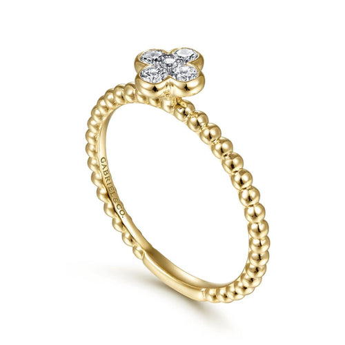 14K Yellow Gold Diamond Cluster Clover and Bujukan Ring - LR51911Y45JJ-Gabriel & Co.-Renee Taylor Gallery