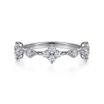 14K White Gold Diamond Cluster Station Ring - LR51930W45JJ-Gabriel & Co.-Renee Taylor Gallery