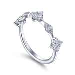 14K White Gold Diamond Cluster Station Ring - LR51930W45JJ-Gabriel & Co.-Renee Taylor Gallery