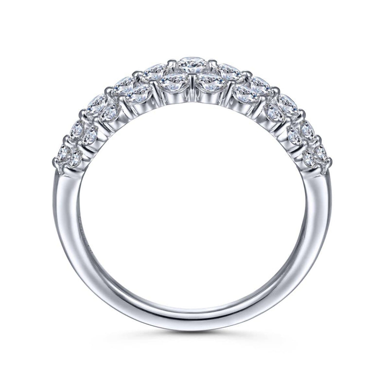 14K White Gold Multi Row Diamond Ring - LR52011W45JJ-Gabriel & Co.-Renee Taylor Gallery