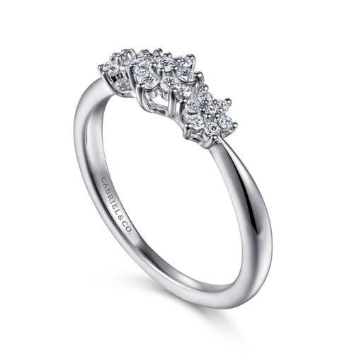 14K White Gold Cluster Diamond Floral Ring - LR52121W45JJ-Gabriel & Co.-Renee Taylor Gallery