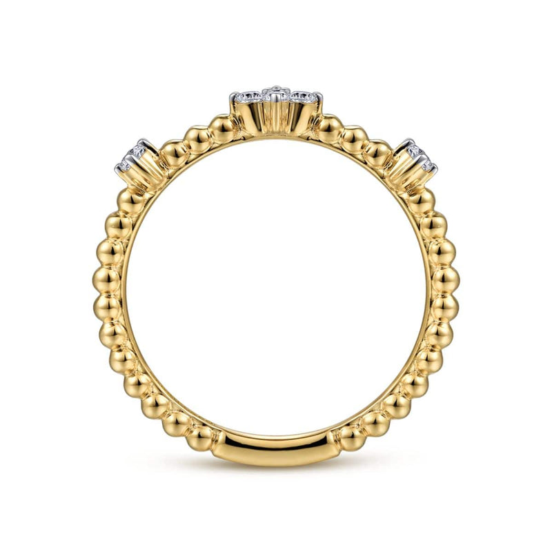14K Yellow Gold Diamond Station Bujukan Ring - LR52159Y45JJ-Gabriel & Co.-Renee Taylor Gallery