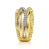 14K White & Yellow Gold Bujukan Ball and Diamond Criss Cross Ring - LR52202M45JJ-Gabriel & Co.-Renee Taylor Gallery