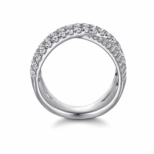 14K White Gold Diamond Ladies' Criss Cross Ring - LR52466W45JJ-Gabriel & Co.-Renee Taylor Gallery