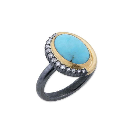 Luna Ring with Turquoise Kingman & Diamond by Lika Behar