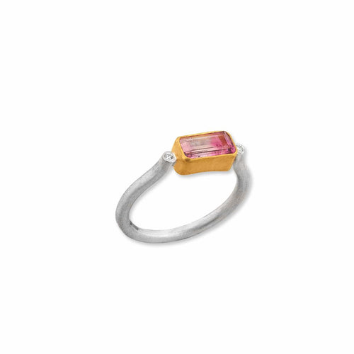 Love Watermelon Tourmaline Ring with Diamond by Lika Behar