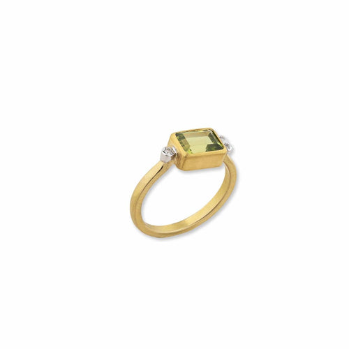 Love Peridot Ring with 3 Diamond by Lika Behar