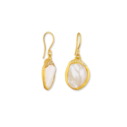 Lydia Keshi Pearl Earrings with Diamonds by Lika Behar
