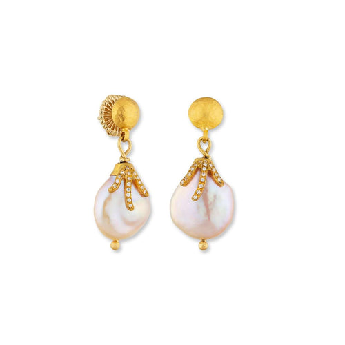 Lydia Diamond Vine Pearl Earrings by Lika Behar