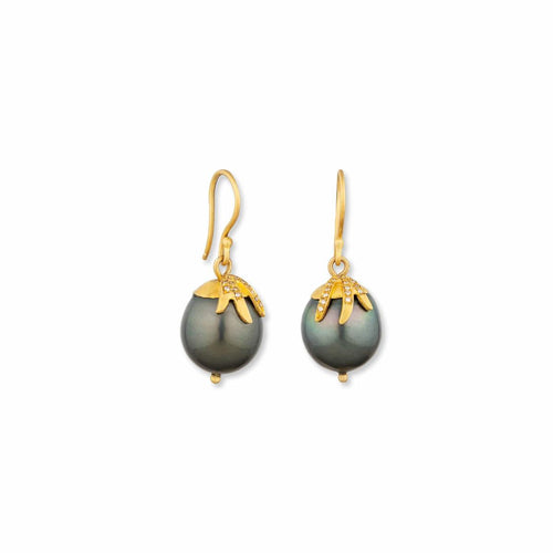 Lydia Tahitian Pearl Earrings, Diamond by Lika Behar