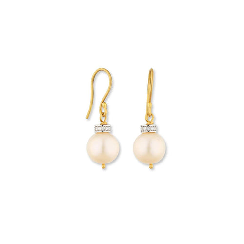 Lydia Pinkish Cream Pearl Earrings, Diamond by Lika Behar