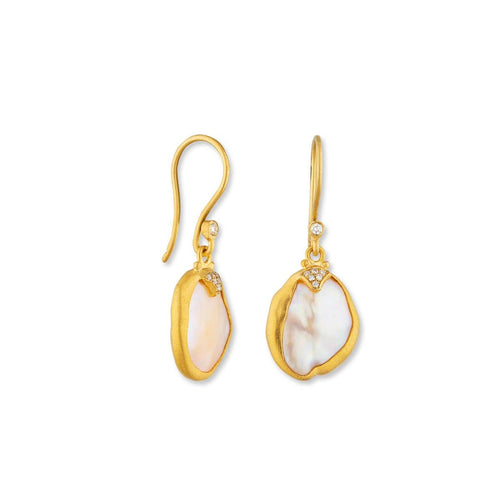Lydia Keshi Pearl Earrings with Diamonds by Lika Behar
