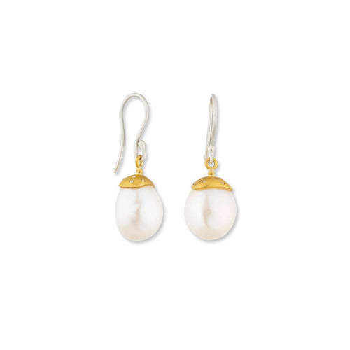 Lyddie Freshwater Pearl Earrings with Diamond by Lika Behar