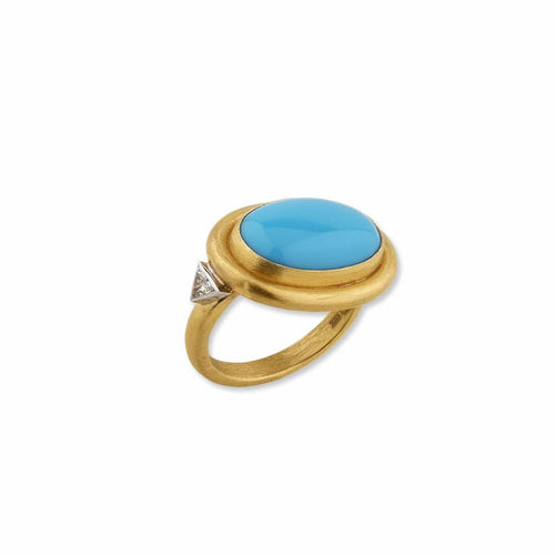 Lizzy Ring with Turquoise Sleeping Beauty & Diamond by Lika Behar