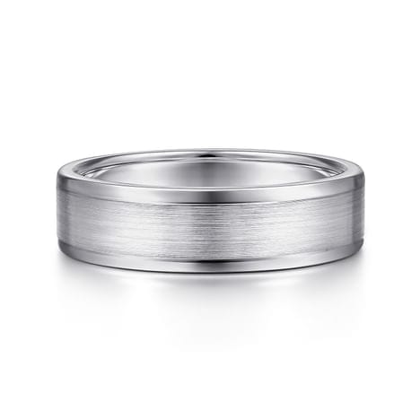 14K White Gold 6mm - Men's Wedding Band in Satin Finish - MBM0132-60W4JJJ-Gabriel & Co.-Renee Taylor Gallery