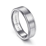 14K White Gold 6mm - Men's Wedding Band in Satin Finish - MBM0132-60W4JJJ-Gabriel & Co.-Renee Taylor Gallery