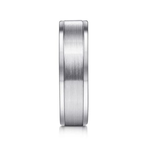14K White Gold 6mm - Men's Wedding Band in Satin Finish - MBM0132-60W4JJJ-Gabriel & Co.-Renee Taylor Gallery
