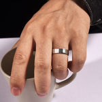 14K White Gold 6mm - Men's Wedding Band in Satin Finish - MBM0132-60W4JJJ-Gabriel & Co.-Renee Taylor Gallery