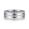 14K White Gold 8mm - Carved Men's Wedding Band in Satin Finish - MBH0193-80W4JJJ-Gabriel & Co.-Renee Taylor Gallery