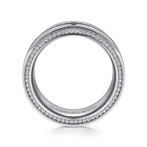 14K White Gold 8mm - Carved Men's Wedding Band in Satin Finish - MBH0193-80W4JJJ-Gabriel & Co.-Renee Taylor Gallery