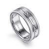 14K White Gold 8mm - Carved Men's Wedding Band in Satin Finish - MBH0193-80W4JJJ-Gabriel & Co.-Renee Taylor Gallery