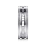 14K White Gold 8mm - Carved Men's Wedding Band in Satin Finish - MBH0193-80W4JJJ-Gabriel & Co.-Renee Taylor Gallery
