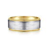 14K White-Yellow Gold 8mm - Two Tone Men's Wedding Band in Satin Finish - MBH0130-80M4JJJ-Gabriel & Co.-Renee Taylor Gallery