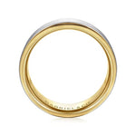 14K White-Yellow Gold 8mm - Two Tone Men's Wedding Band in Satin Finish - MBH0130-80M4JJJ-Gabriel & Co.-Renee Taylor Gallery
