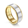 14K White-Yellow Gold 8mm - Two Tone Men's Wedding Band in Satin Finish - MBH0130-80M4JJJ-Gabriel & Co.-Renee Taylor Gallery