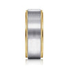 14K White-Yellow Gold 8mm - Two Tone Men's Wedding Band in Satin Finish - MBH0130-80M4JJJ-Gabriel & Co.-Renee Taylor Gallery