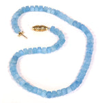 18K and Diamond "Seashell" Clasp Aquamarine Beaded Necklace - M-108C
