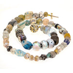 18K and Diamond "Candy" Ball Clasp Roman Glass Beads Necklace - M-171CD-Alex Sepkus-Renee Taylor Gallery