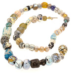 18K and Diamond "Candy" Ball Clasp Roman Glass Beads Necklace - M-171CD-Alex Sepkus-Renee Taylor Gallery