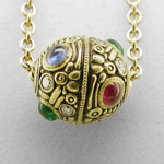 18K Colored Stone & Diamond Ball Pendant & Chain - M-2N19-Alex Sepkus-Renee Taylor Gallery
