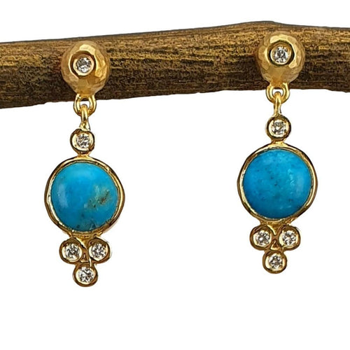 14K Gold Turquoise Drop Earrings with Diamond Accents – M10045-Marika-Renee Taylor Gallery
