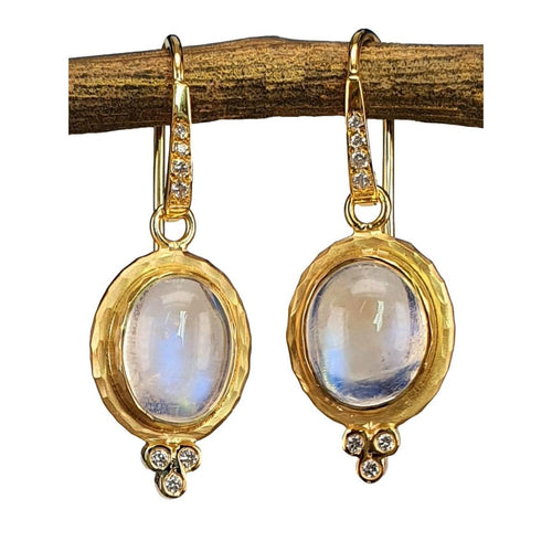 14K Gold Rainbow Moonstone Drop Earrings with Diamond Accents – M10050-Marika-Renee Taylor Gallery
