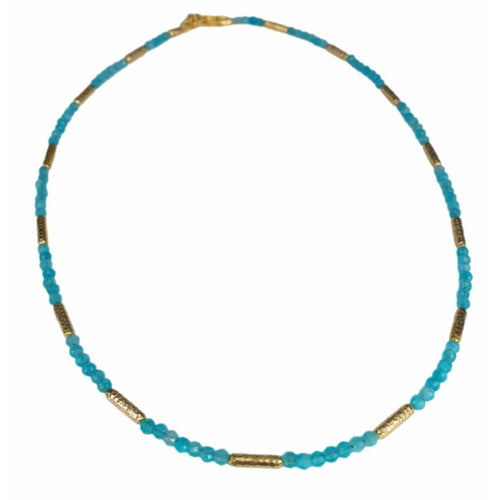 14K Gold Amazonite Beaded Necklace with Hammered Gold Spacers – M10057-Marika-Renee Taylor Gallery